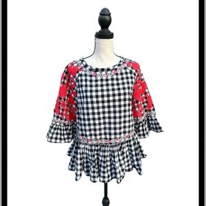 Anthropologie Pankaj & Nidhi Gingham Swing Tunic Size S